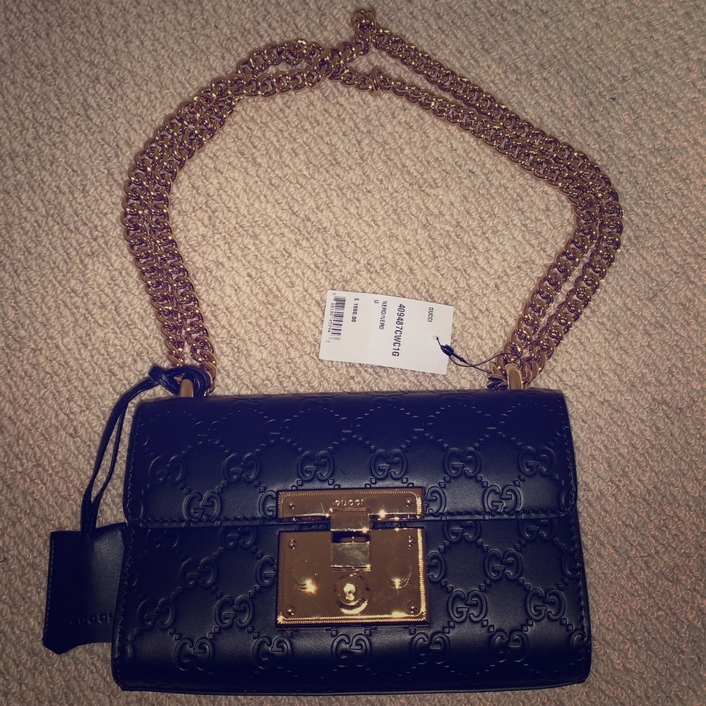 Gucci Black Small GG Padlock Bag